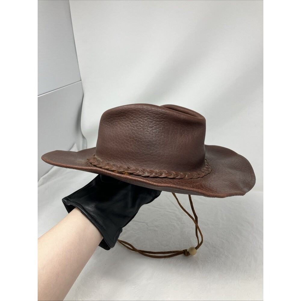 Minnetonka American Buffalo Leather Outback Western Cowboy Hat M USA Aussie